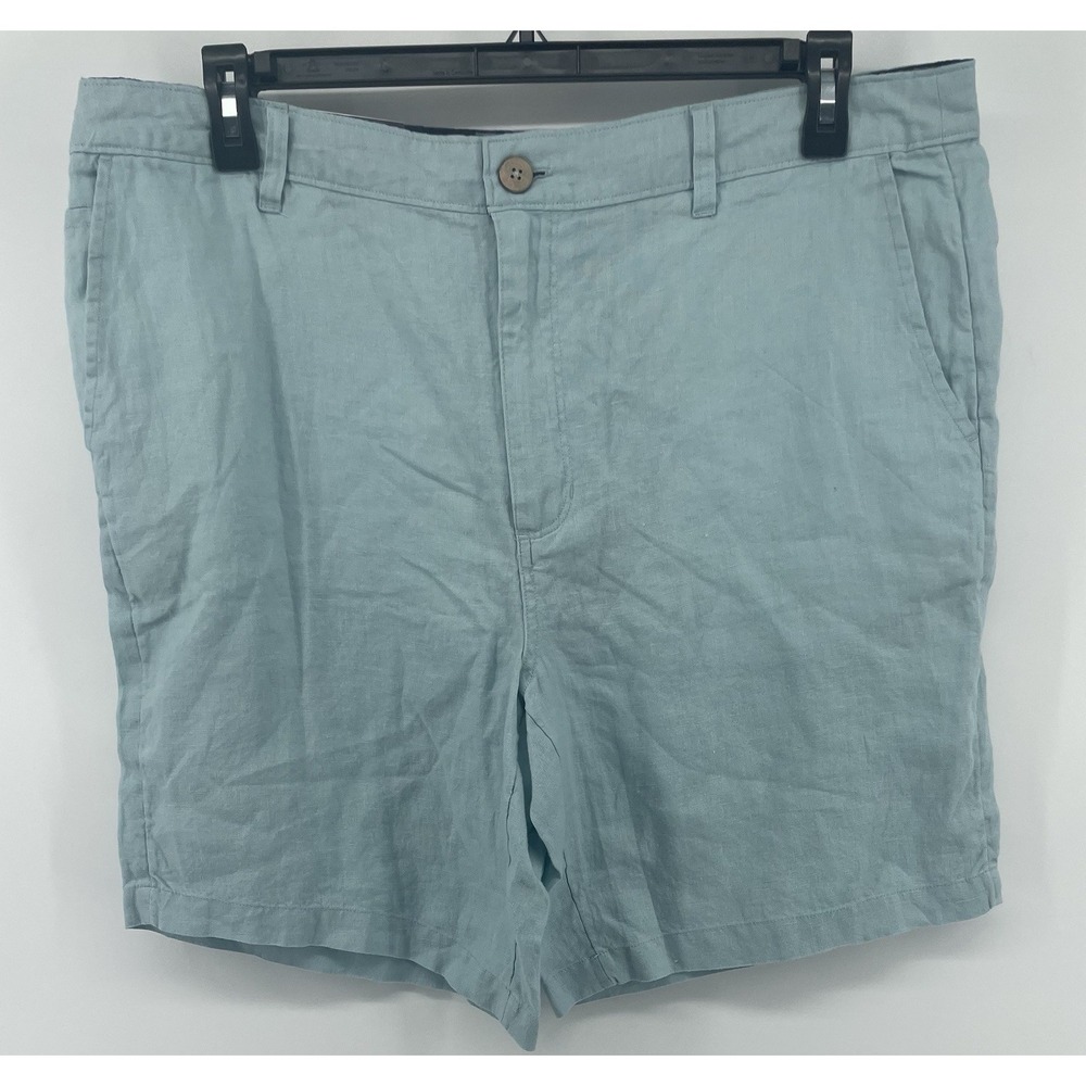 Daniel Hechter Shorts Mens 38 Blue 100% Linen Flat Front 9" Inseam Coastal NWT